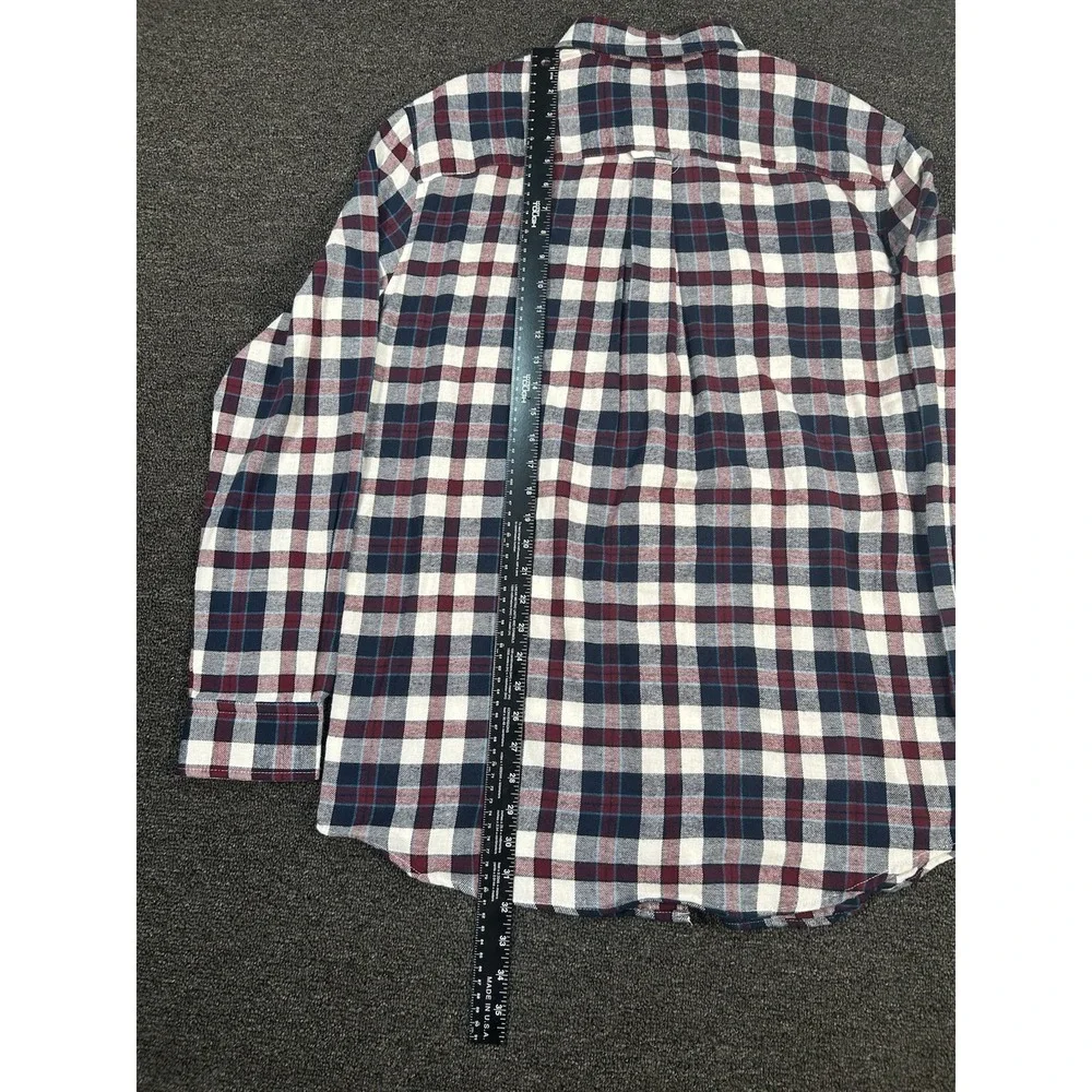New Saddlebred Flannel Shirt Men's Medium Red White Blue Gingham Plaid Button Up - Picture 8 of 9
